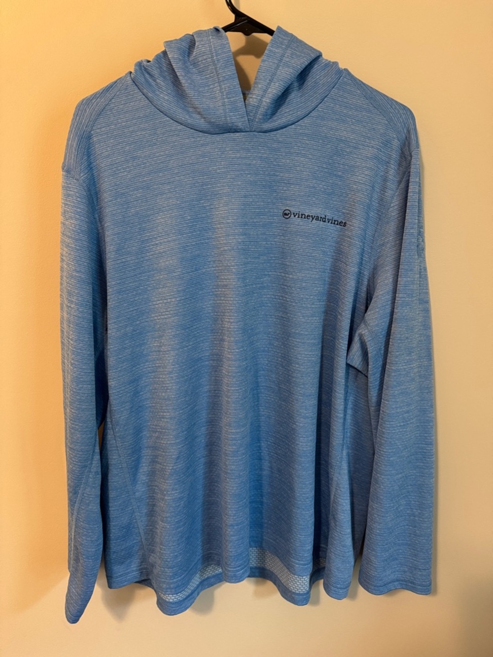 Vineyard Vines Men's Heather Sky Blue Hooded Long Sleeve Shirt